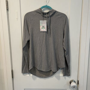 UNDER ARMOUR Athlete Recovery Heather Gray Large Shirt Women Pullover Hooded